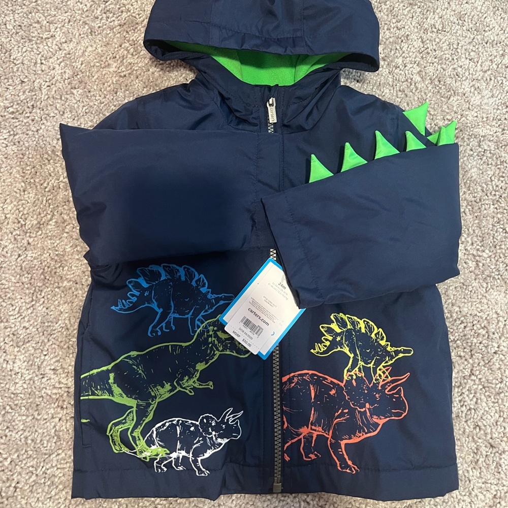 Carters dinosaur boys jacket blue size 24 months NWT! - Picture 1 of 6